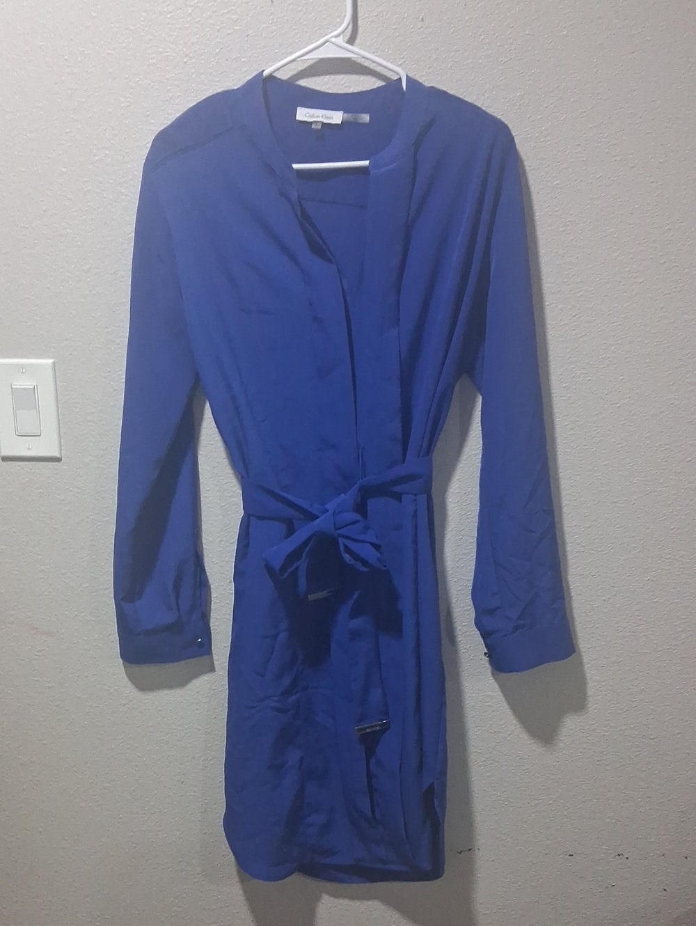 Calvin Klein Royal Blue Tie-Waist Long Sleeve Robe
